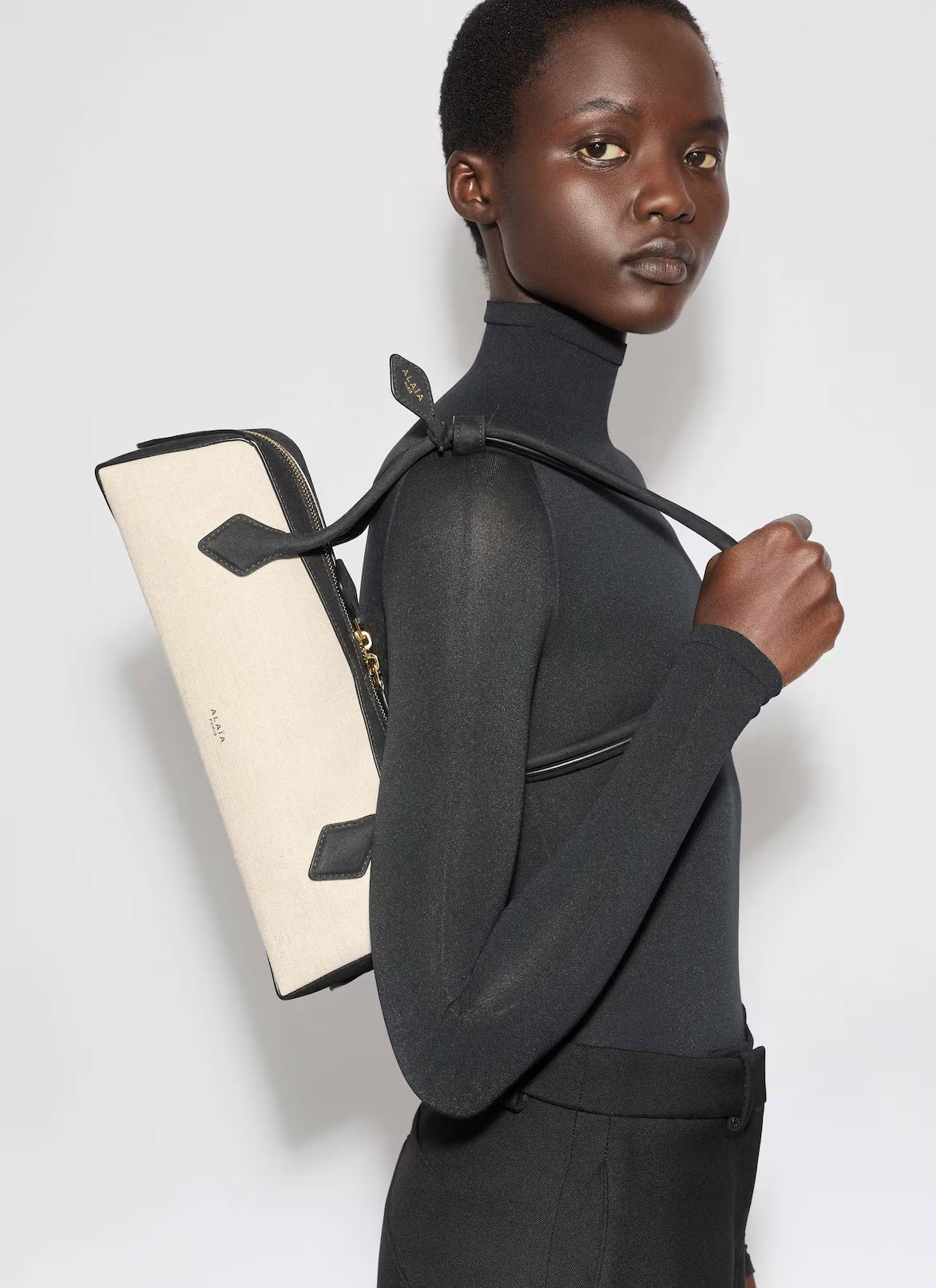 Alaia Le Teckel Medium Bag in Canvas and Nubuck