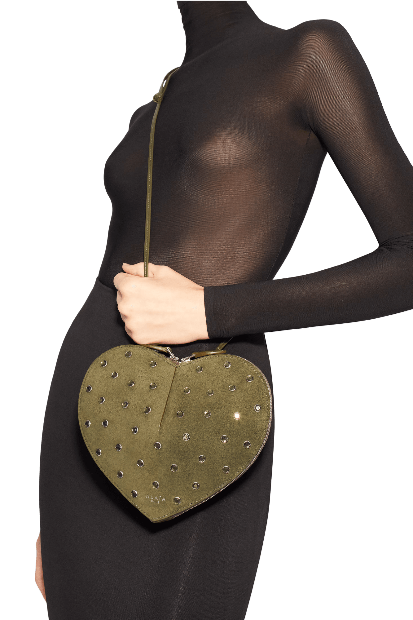 Alaia Le Coeur Bag in Strass Suede Goatskin