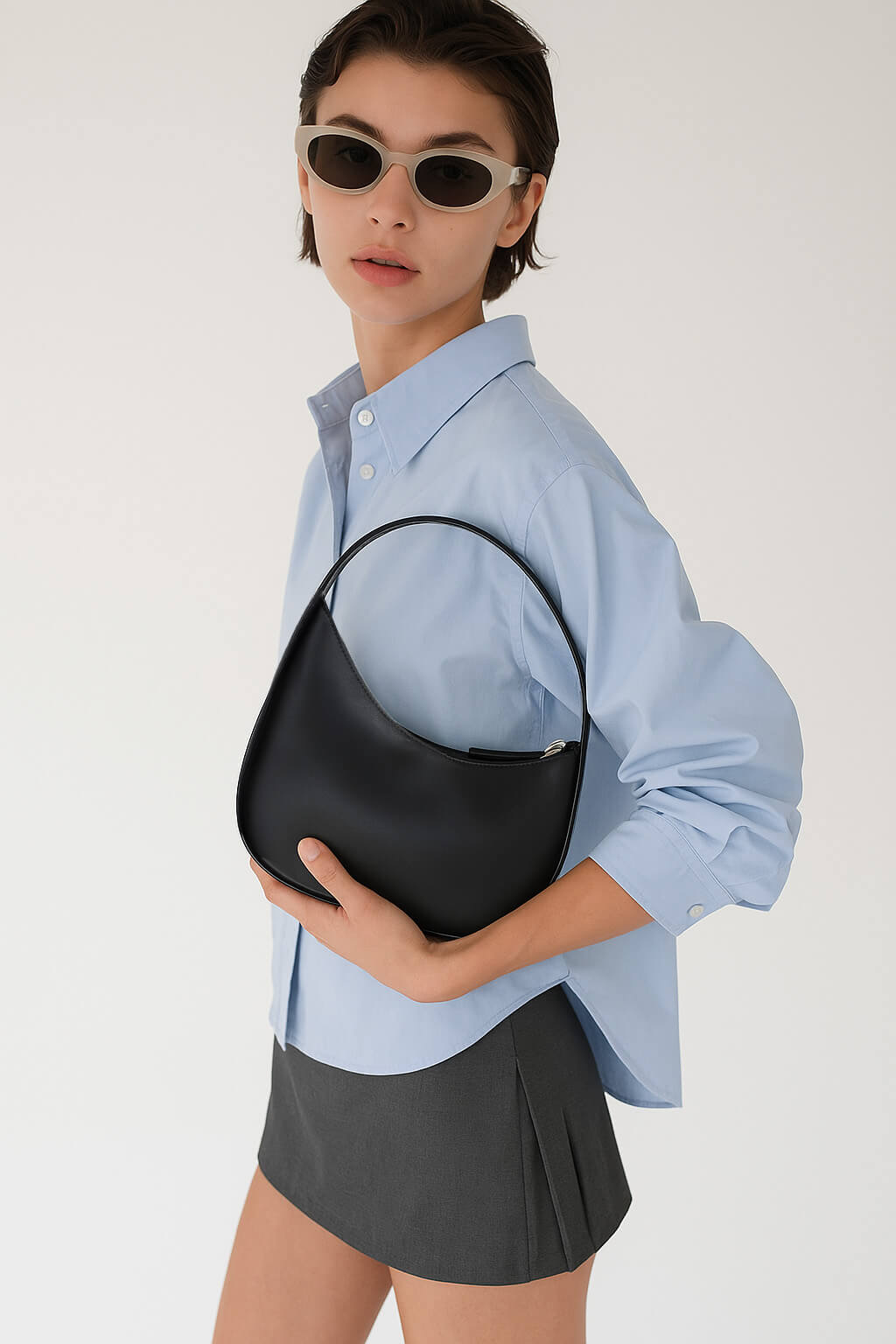 The Row Half Moon Bag in Leather