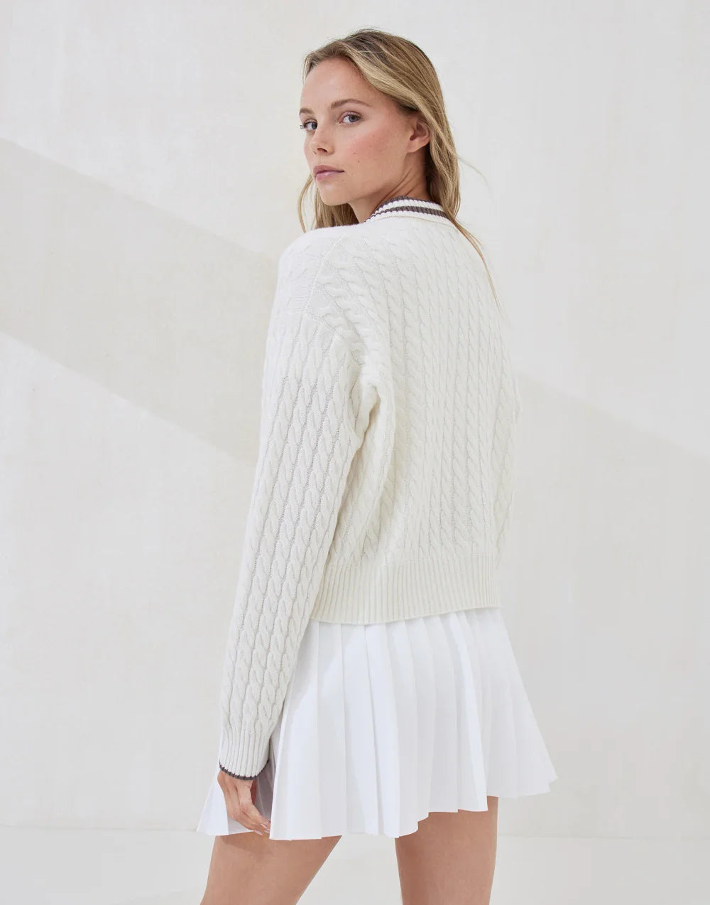 Brunello Cucinelli Women's Cashmere Cable Knit Polo Shirt with Logo and Metal Buttons