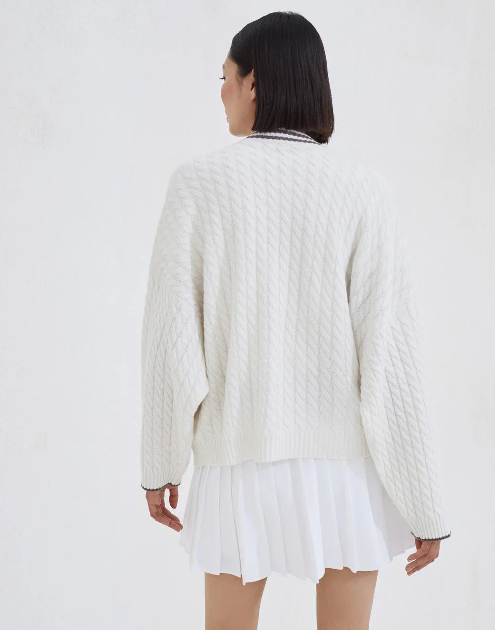 Brunello Cucinelli Women's Cashmere Cable Knit Cardigan with Logo and Metal Buttons