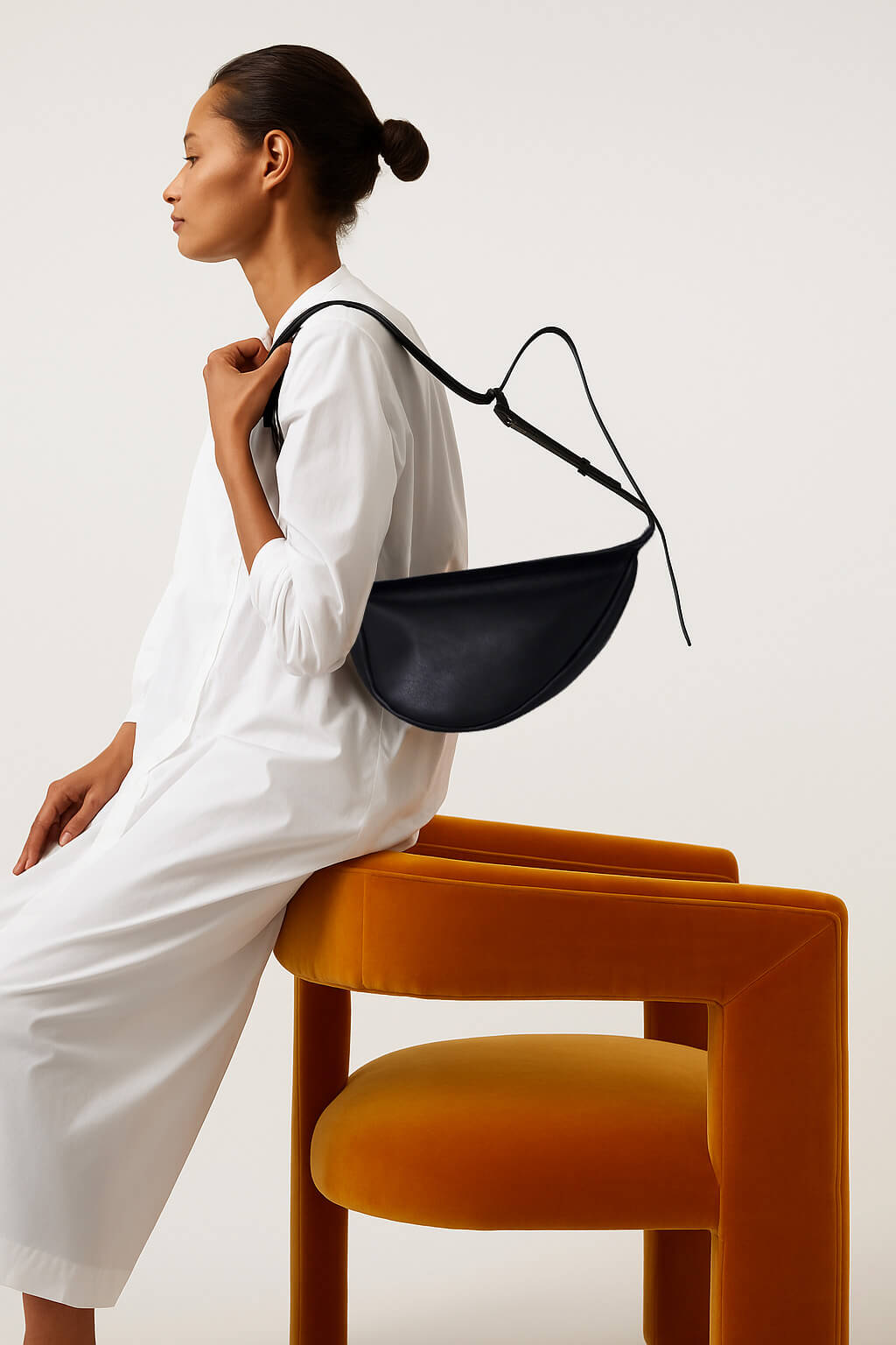 The Row Small Slouchy Banana Bag in Leather