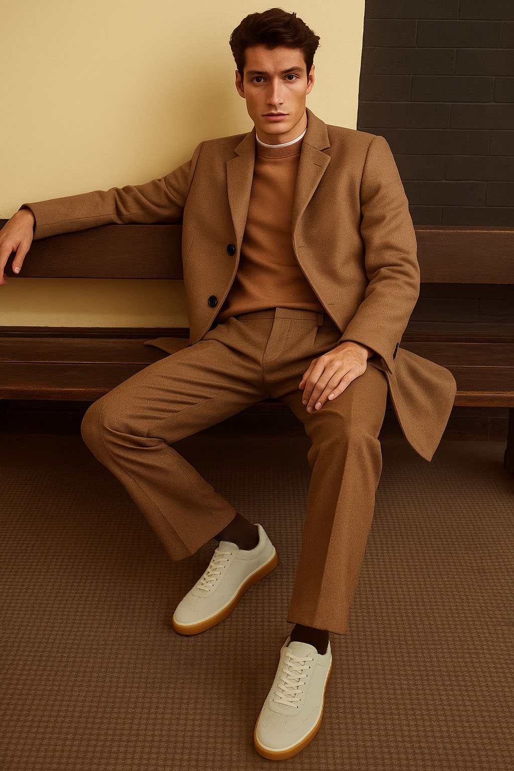 Baskets Tennis Walk Loro Piana pour hommes (fente de veau en daim)