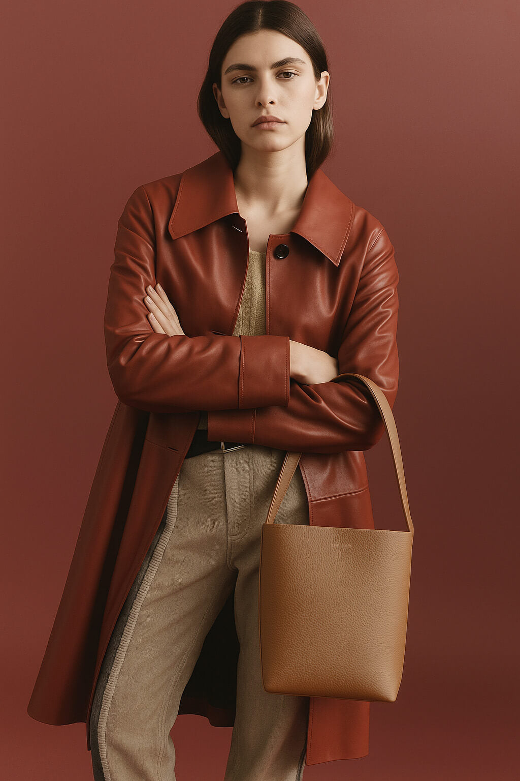 The Row Small N/S Park Tote Bag in Leather