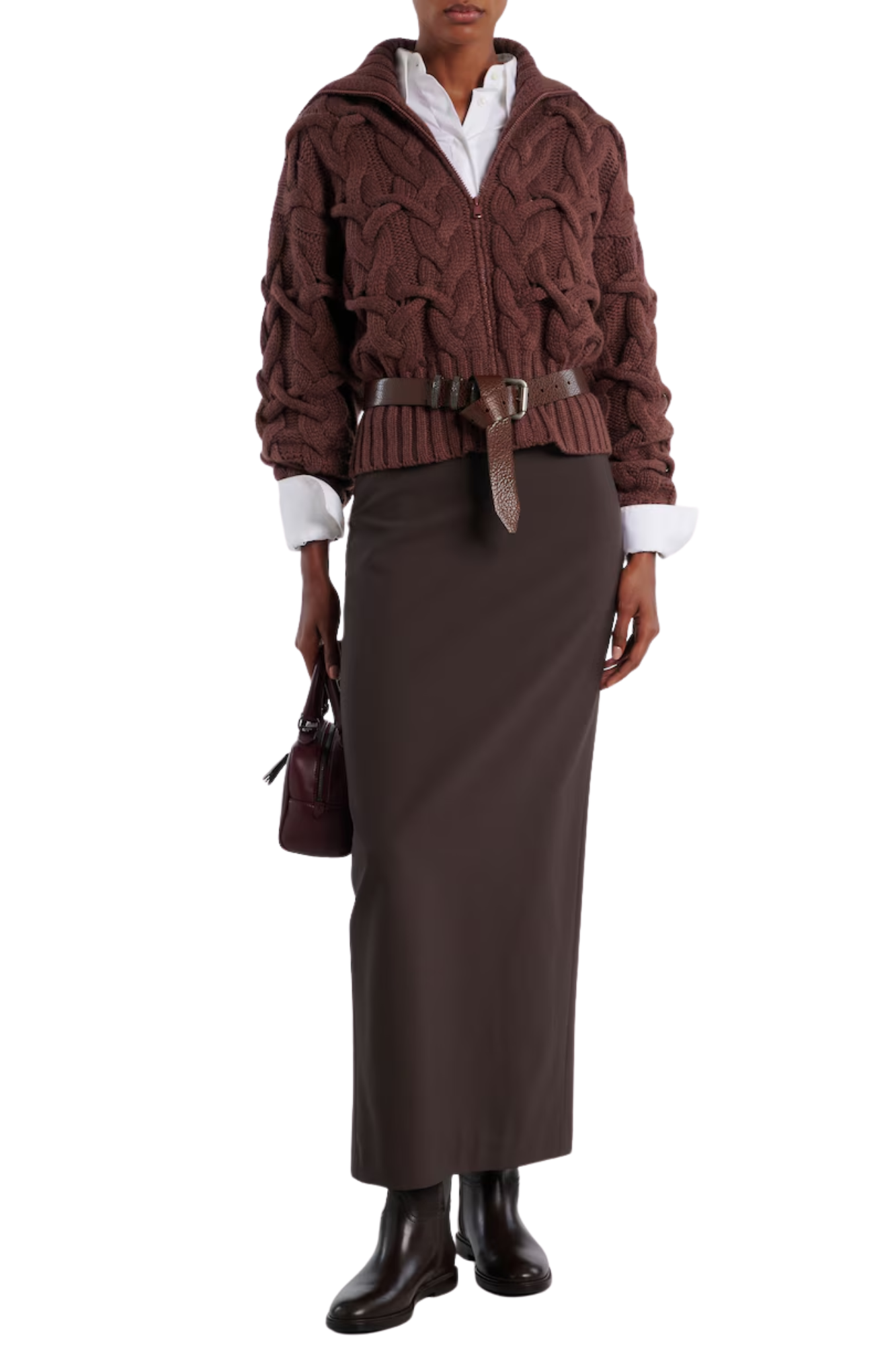 Brunello Cucinelli Women's Crisscross Cable Cardigan in Cashmere Feather Yarn