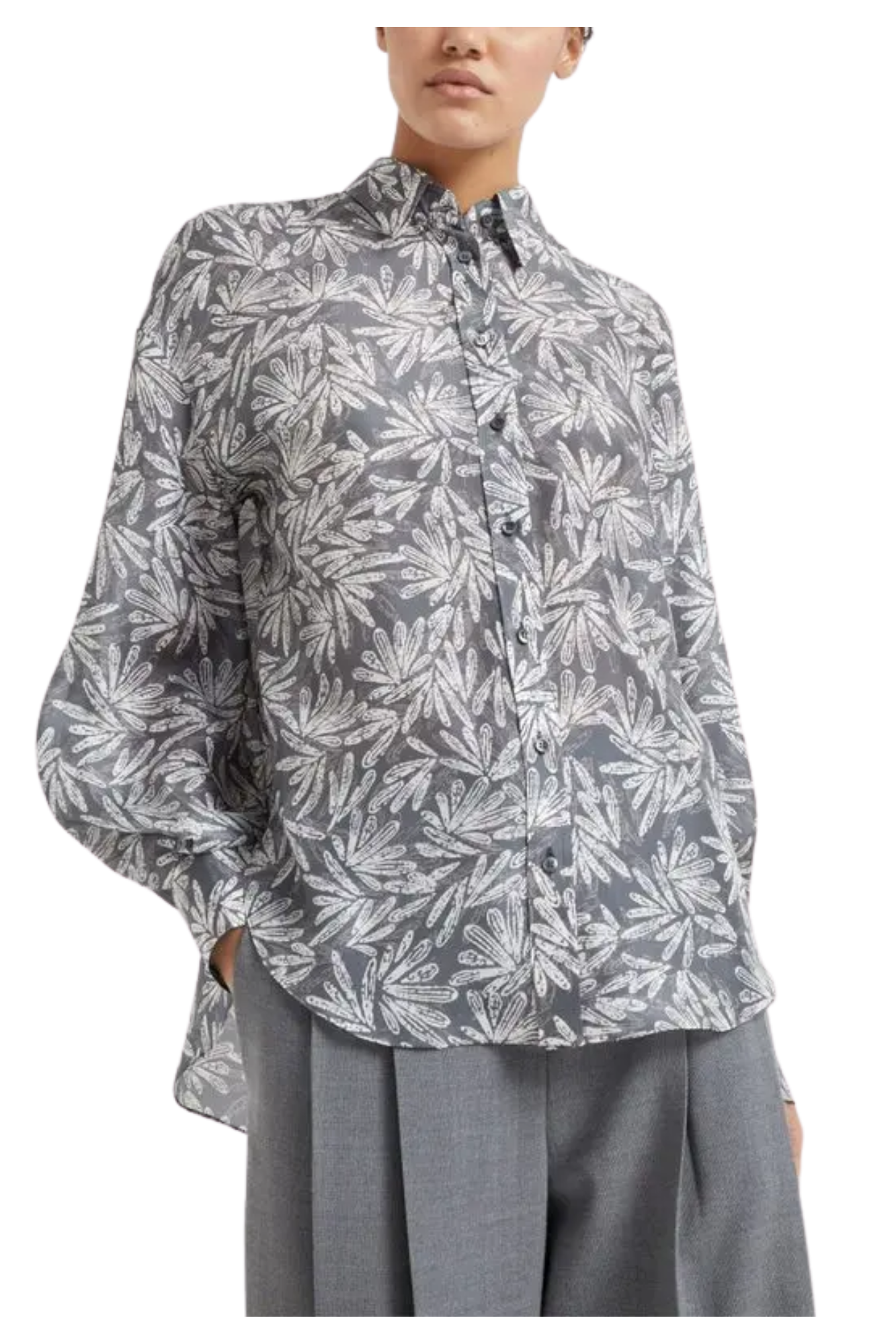 Brunello Cucinelli Women's Abstract-print Silk Shirt