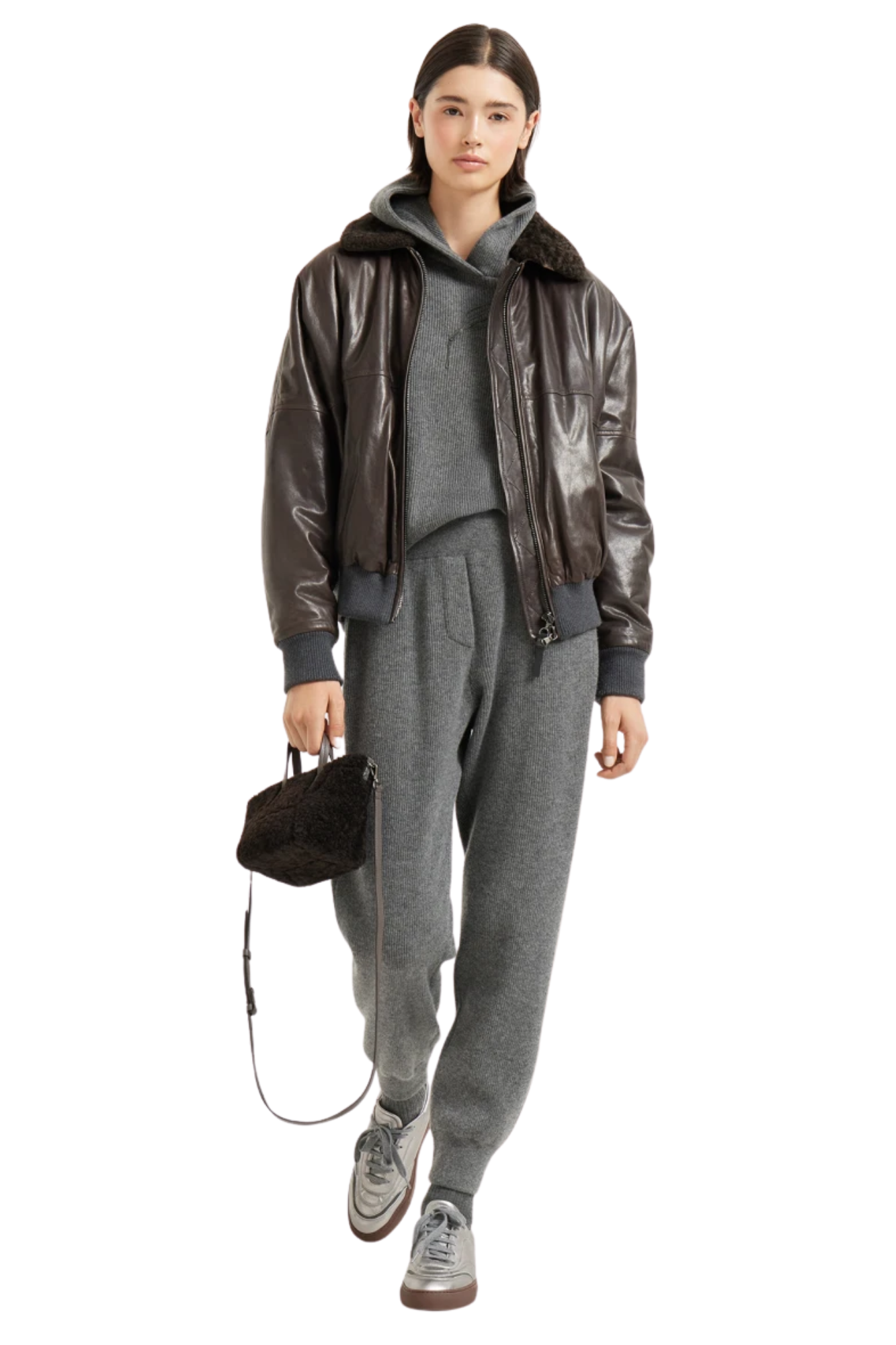 BRUNELLO CUCINELLI Pull à capuche en cachemire côtelé anglais pour femme avec broderie de fleurs brillantes