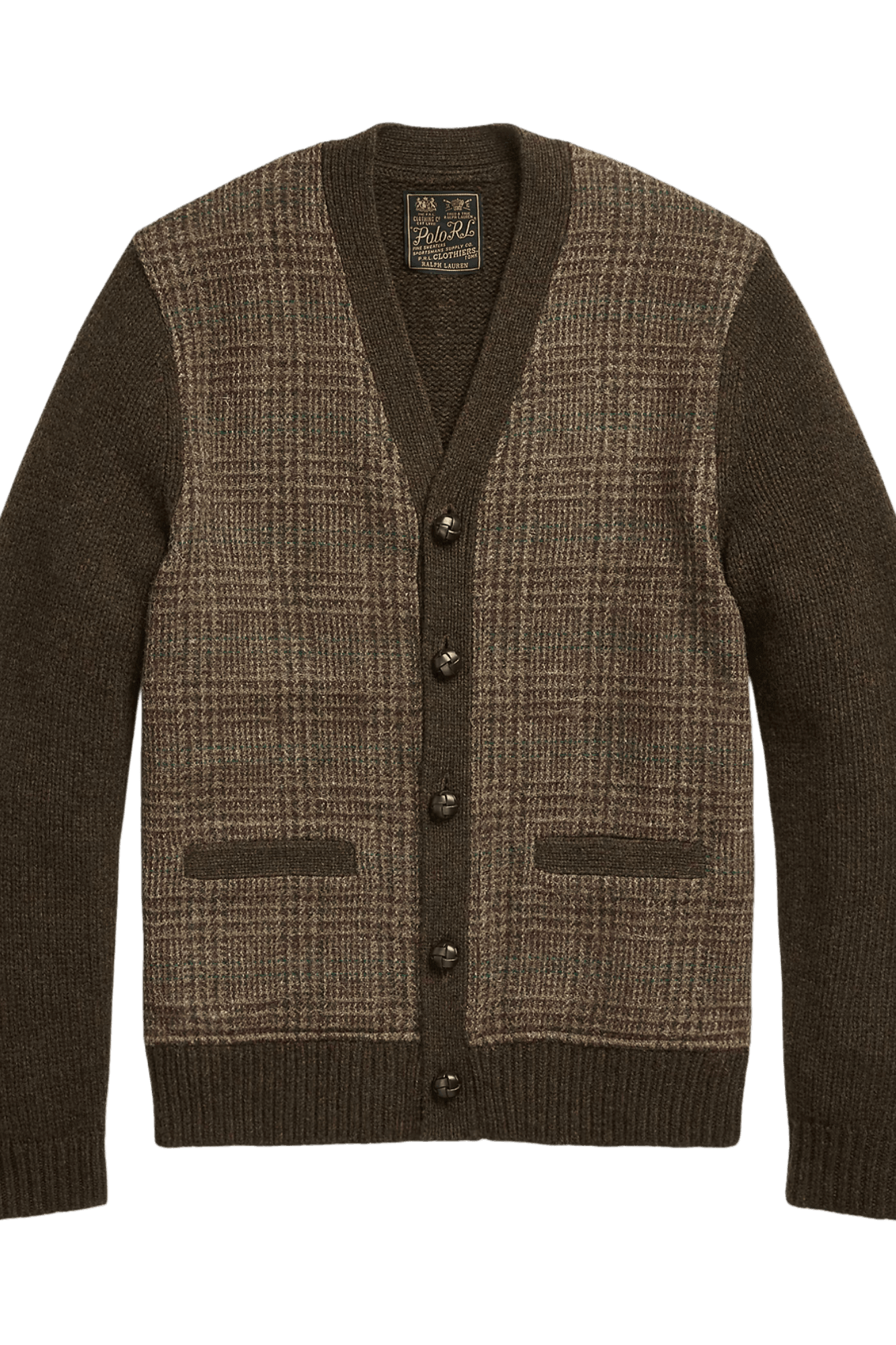 RALPH LAUREN Cardigan en laine à panneaux Glen Plaid pour homme